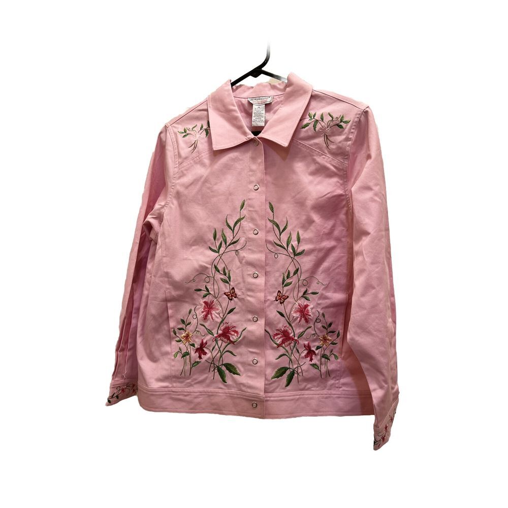 Vintage Victor Costa Hot Pink Jacket Embroidered Flowers Size M NWT